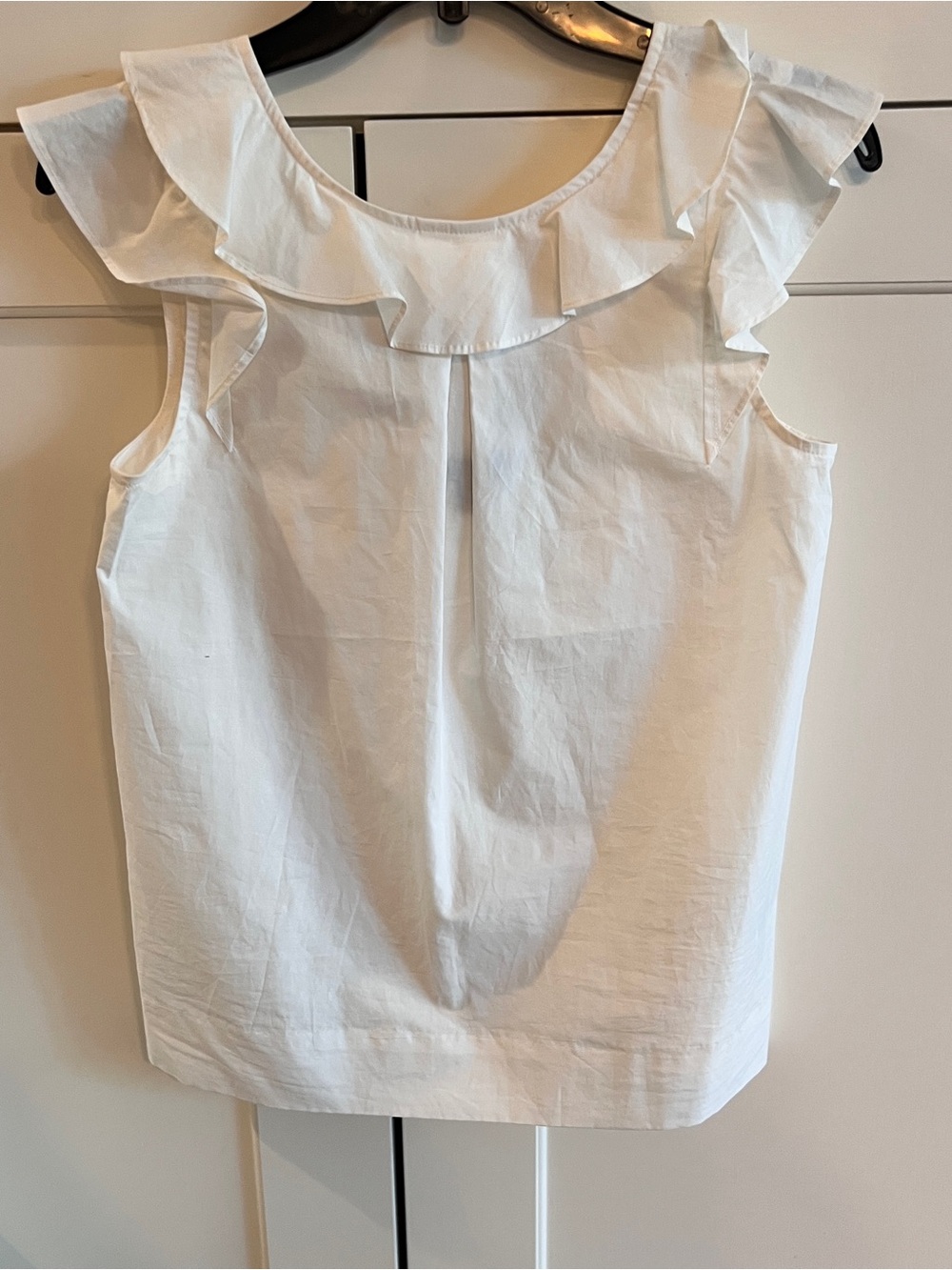 J.Crew White Sleeveless Ruffle Top-size 0